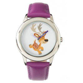 Cute Cartoon Gamboling Fallow Deer Watch Horloge