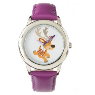 Cute Cartoon Gamboling Fallow Deer Watch Horloge