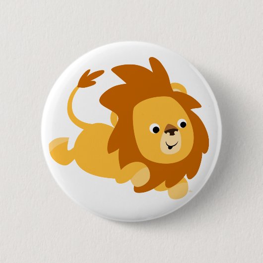 Cute Cartoon Gamboling Lion Button Badge (Voorkant)