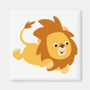 Cute Cartoon Gamboling Lion Magnet
