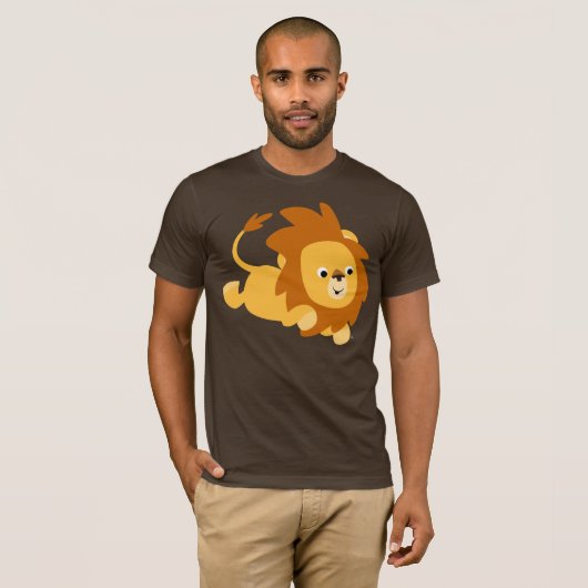 Cute Cartoon Gamboling Lion T-Shirt (Voorkant volledig)