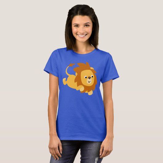 Cute Cartoon Gamboling Lion Women T-Shirt (Voorkant volledig)