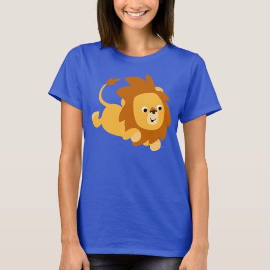 Cute Cartoon Gamboling Lion Women T-Shirt (Voorkant)