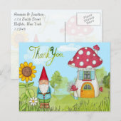 Cute Cartoon Garden Gnome en House Hartelijk dank Briefkaart (Voorkant / Achterkant)