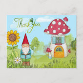 Cute Cartoon Garden Gnome en House Hartelijk dank Briefkaart (Voorkant)