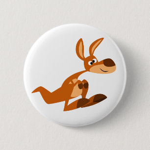 Cute Cartoon Gekke Kangaroo Button Badge