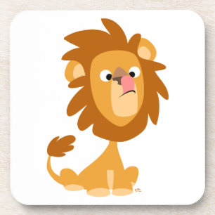 Cute Cartoon Gekke lion set Onderzetters