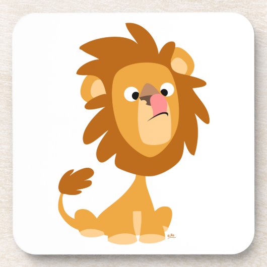 Cute Cartoon Gekke lion set Onderzetters (Voorkant)