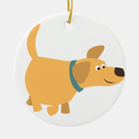 Cute Cartoon Gele Labrador Versiering Keramisch Ornament (Voorkant)