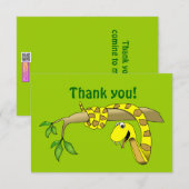Cute Cartoon Gele slang in een boomreptiel Bedankkaart (Voorkant / Achterkant)