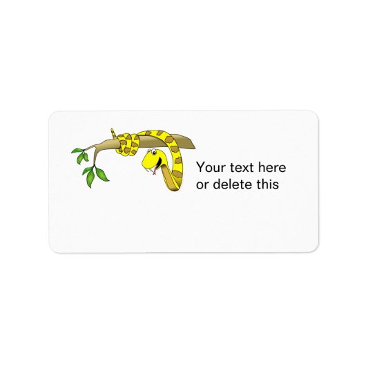 Cute Cartoon Gele slang in een boomreptiel Etiket (Voorkant)