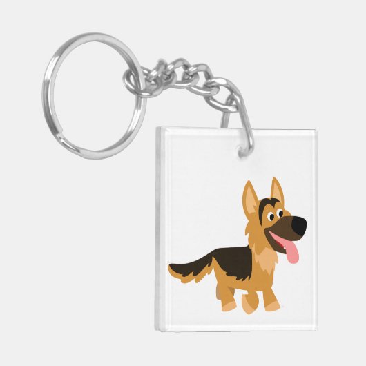 Cute Cartoon German Shepherd Dog AcrylSleutelhange Sleutelhanger (Voorkant Links)