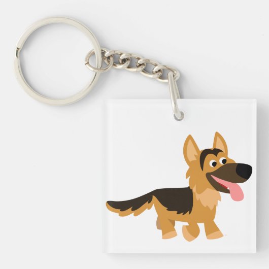 Cute Cartoon German Shepherd Dog AcrylSleutelhange Sleutelhanger (Voorkant)