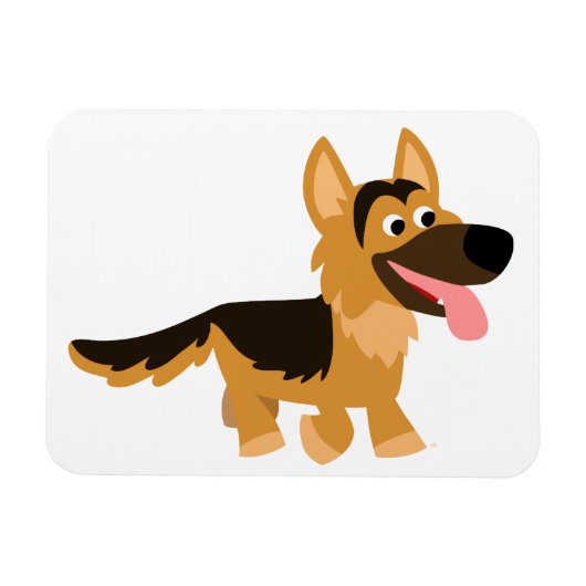 Cute Cartoon German Shepherd Dog Flexible Magnet Magneet (Horizontaal)
