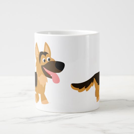 Cute Cartoon German Shepherd Dog Jumbo Mok (Voorkant)