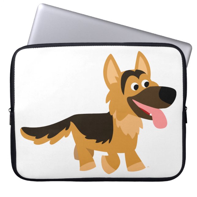 Cute Cartoon German Shepherd Dog Laptop Sleeve (Voorkant)