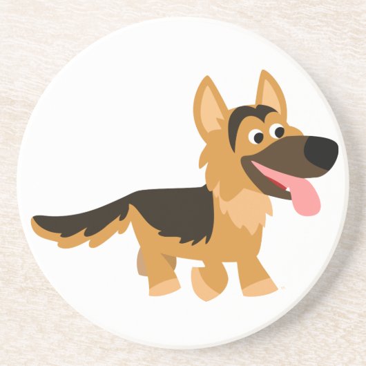 Cute Cartoon German Shepherd Dog Onderzetter (Voorkant)