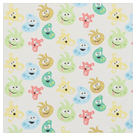 Cute Cartoon Germs Viruses Bacteria Microbe Fabric Stof (Close Up)