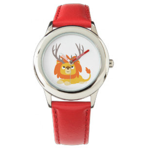 Cute Cartoon Geweide Leeuw Horloge