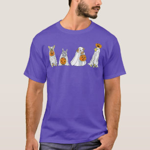 Cute Cartoon Ghost Dog Costume Easy Dog Halloween T-shirt