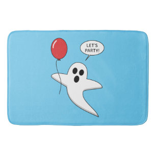 Cute Cartoon Ghost met Red Balloon Badmat