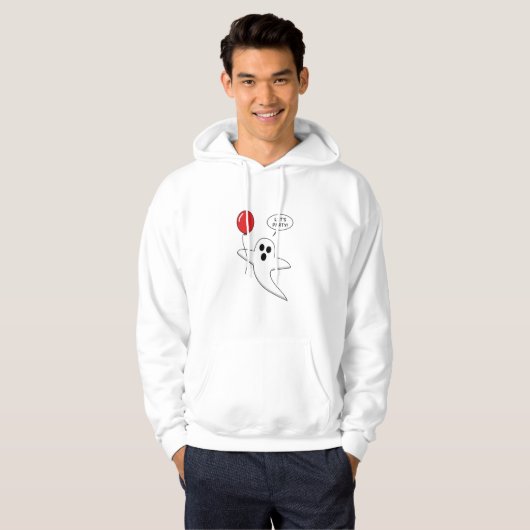 Cute Cartoon Ghost met Red Balloon Hoodie (Voorkant volledig)