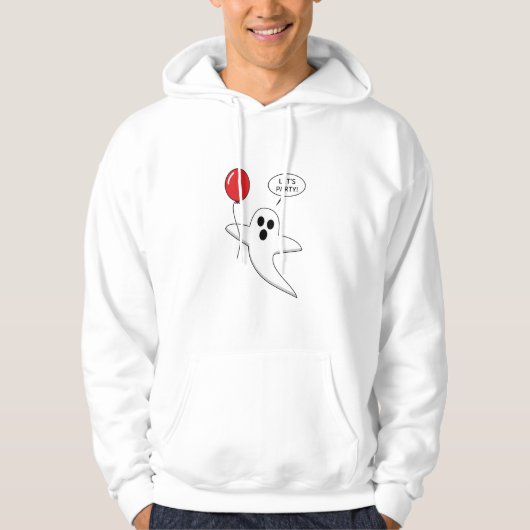 Cute Cartoon Ghost met Red Balloon Hoodie (Voorkant)