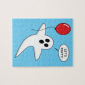 Cute Cartoon Ghost met Red Balloon Legpuzzel (Horizontaal)