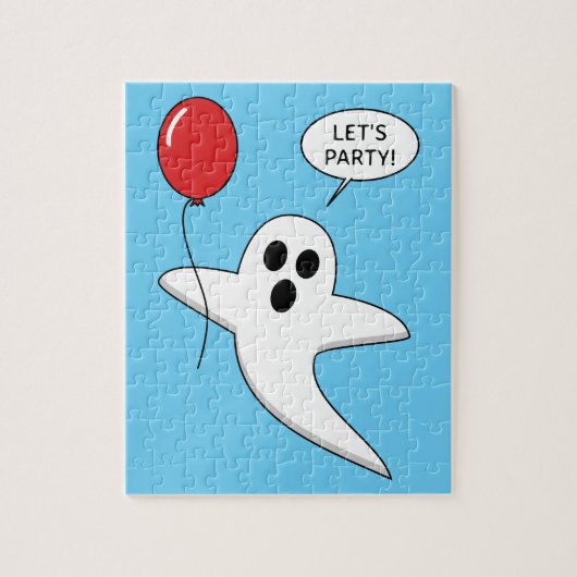 Cute Cartoon Ghost met Red Balloon Legpuzzel (Verticaal)