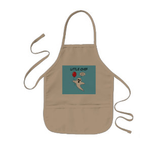 Cute Cartoon Ghost met Red Balloon Naam toevoege Kinder Schort