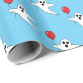 Cute Cartoon Ghost met Red Balloon Pattern Cadeaupapier (Rol Hoek)