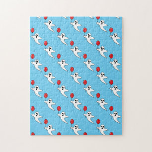Cute Cartoon Ghost met Red Balloon Pattern Legpuzzel