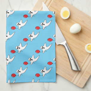Cute Cartoon Ghost met Red Balloon Pattern Theedoek