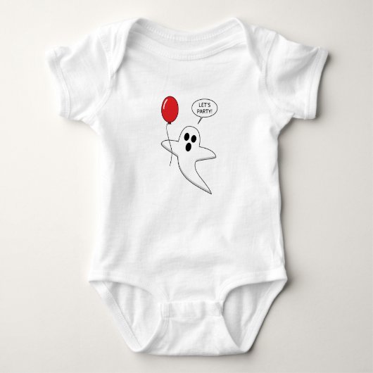 Cute Cartoon Ghost met Red Balloon Romper (Voorkant)