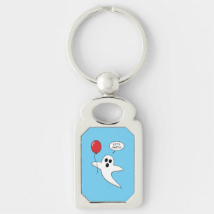 Cute Cartoon Ghost met Red Balloon Sleutelhanger