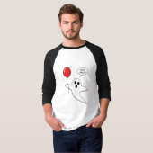 Cute Cartoon Ghost met Red Balloon T-shirt (Voorkant volledig)