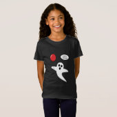 Cute Cartoon Ghost met Red Balloon T-shirt (Voorkant volledig)