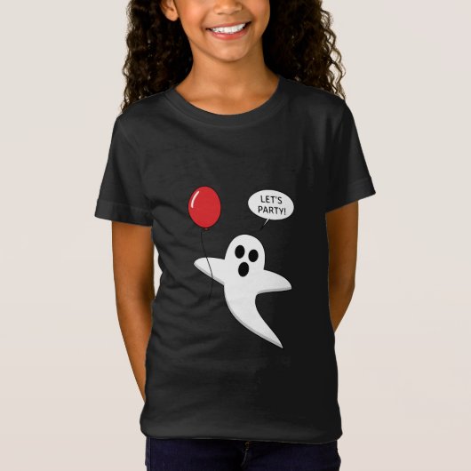 Cute Cartoon Ghost met Red Balloon T-shirt (Voorkant)