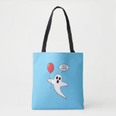 Cute Cartoon Ghost met Red Balloon Tote Bag (Voorkant)