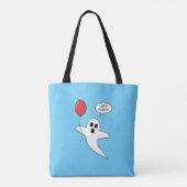 Cute Cartoon Ghost met Red Balloon Tote Bag (Achterkant)