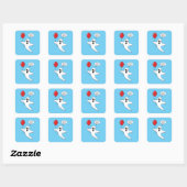 Cute Cartoon Ghost met Red Balloon Vierkante Sticker (Vel)
