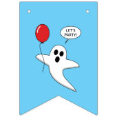 Cute Cartoon Ghost met Red Balloon Vlaggetjes (Derde vlag)