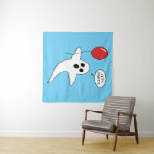 Cute Cartoon Ghost met Red Balloon Wandkleed (In Situ (horizontaal))
