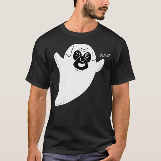 Cute Cartoon Ghost Pug Costume Easy Dog Halloween  T-shirt (Voorkant)