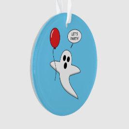 Cute Cartoon Ghost with Red Balloon Ornament