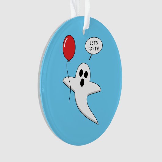 Cute Cartoon Ghost with Red Balloon Ornament (voorkant)
