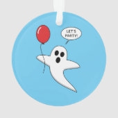 Cute Cartoon Ghost with Red Balloon Ornament (achterkant)