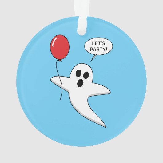 Cute Cartoon Ghost with Red Balloon Ornament (achterkant)