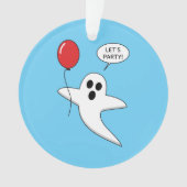 Cute Cartoon Ghost with Red Balloon Ornament (voorkant)