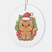 Cute Cartoon Gingerbread Cat Cookie Christmas  Keramisch Ornament (Links)